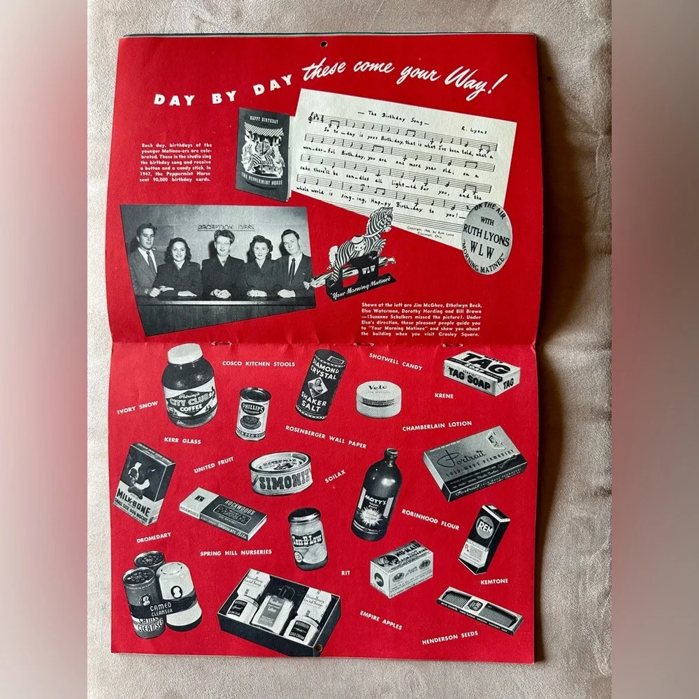 1948 Calendar RARE “Your Morning Matinee” Good Vintage Condition
